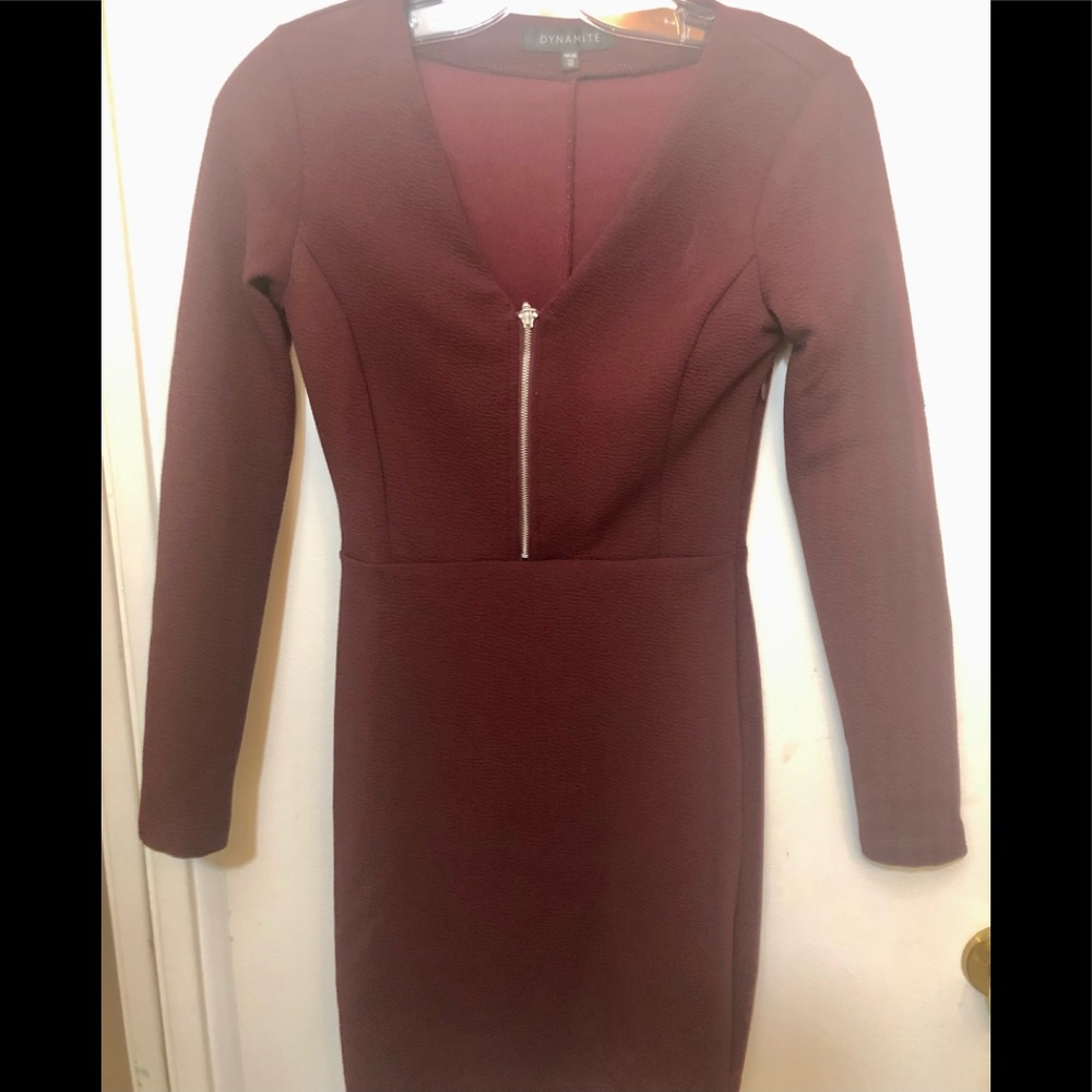 Burgundy Mini Dress- Dynamite
